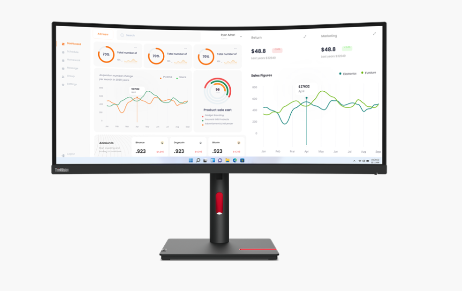 Buy 63D4GAT1UK Lenovo ThinkVision T34w-30 34 inch Ultrawide QHD Curved Monitor