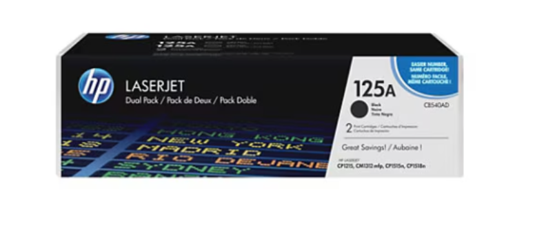Buy CB540AD HP 125A 2-pack Black Original LaserJet Toner Cartridges