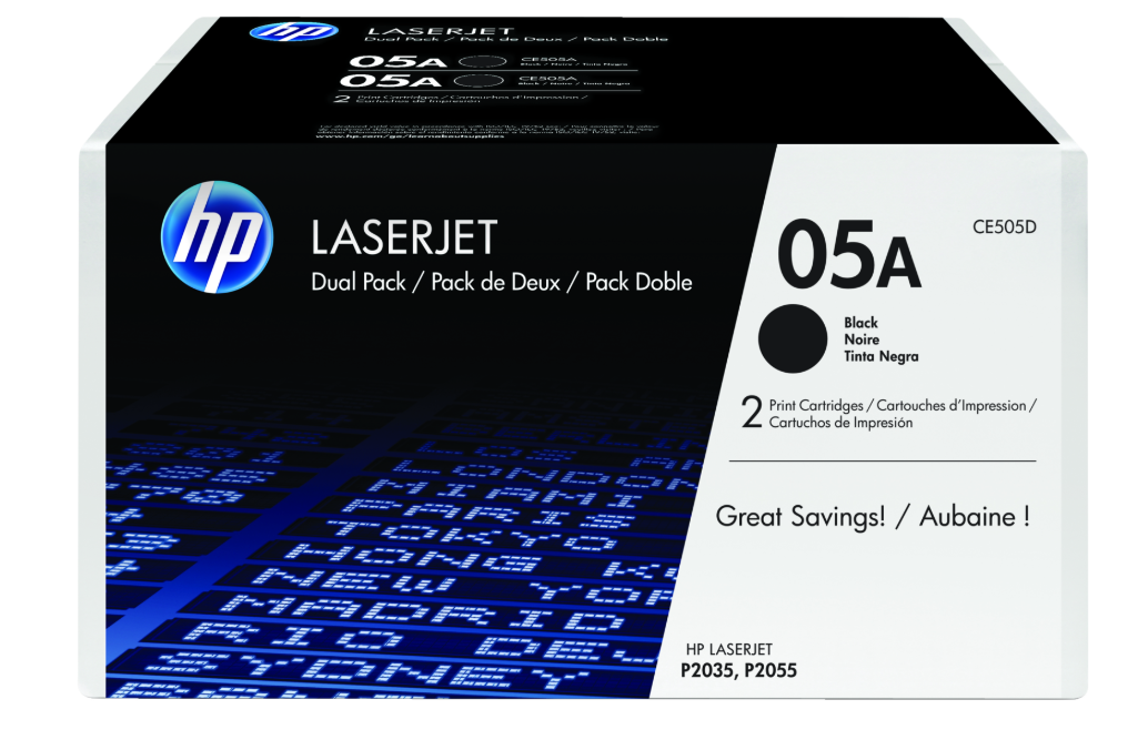 Buy CE505D HP 05A 2-pack Black Original LaserJet Toner Cartridges