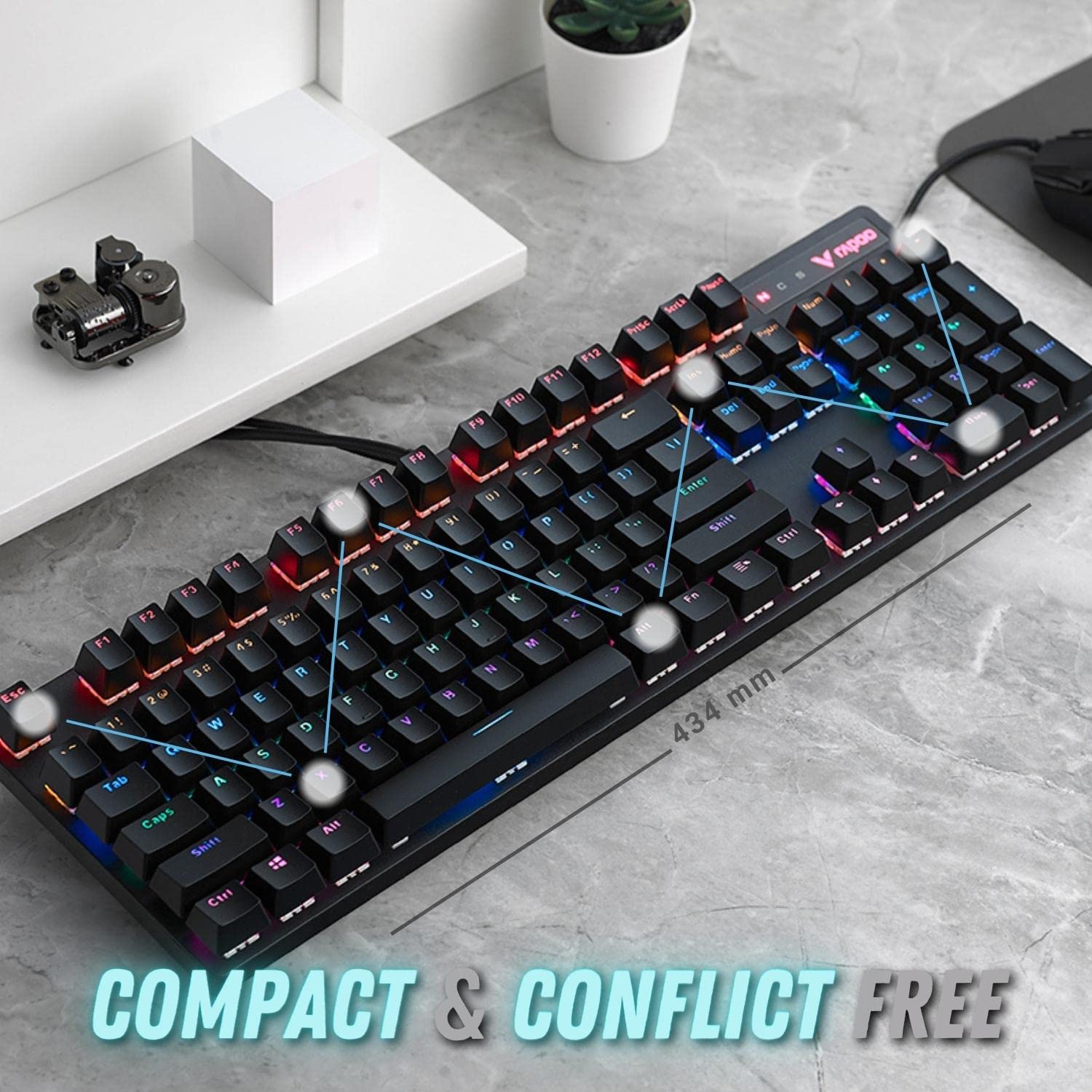 Buy RAPOO VPRO V500RGB GAMING KEYBOARD WIRED MECHANICAL AR