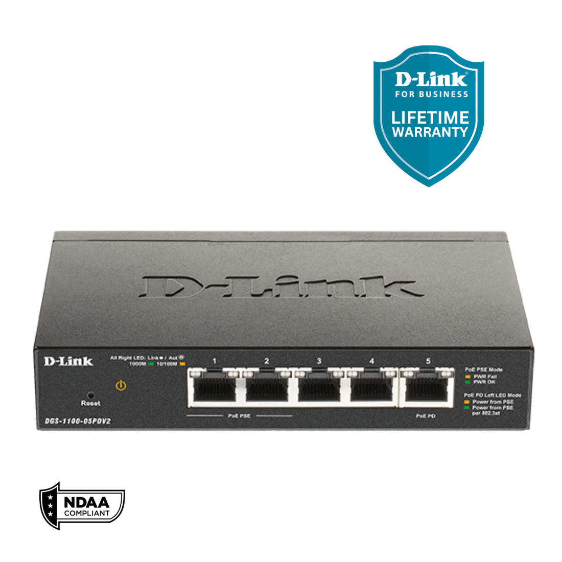 Buy DGS-1100-05PDV2 D-Link 5-Port Gigabit Smart Managed Metal Compact PoE Switch / PoE Extender