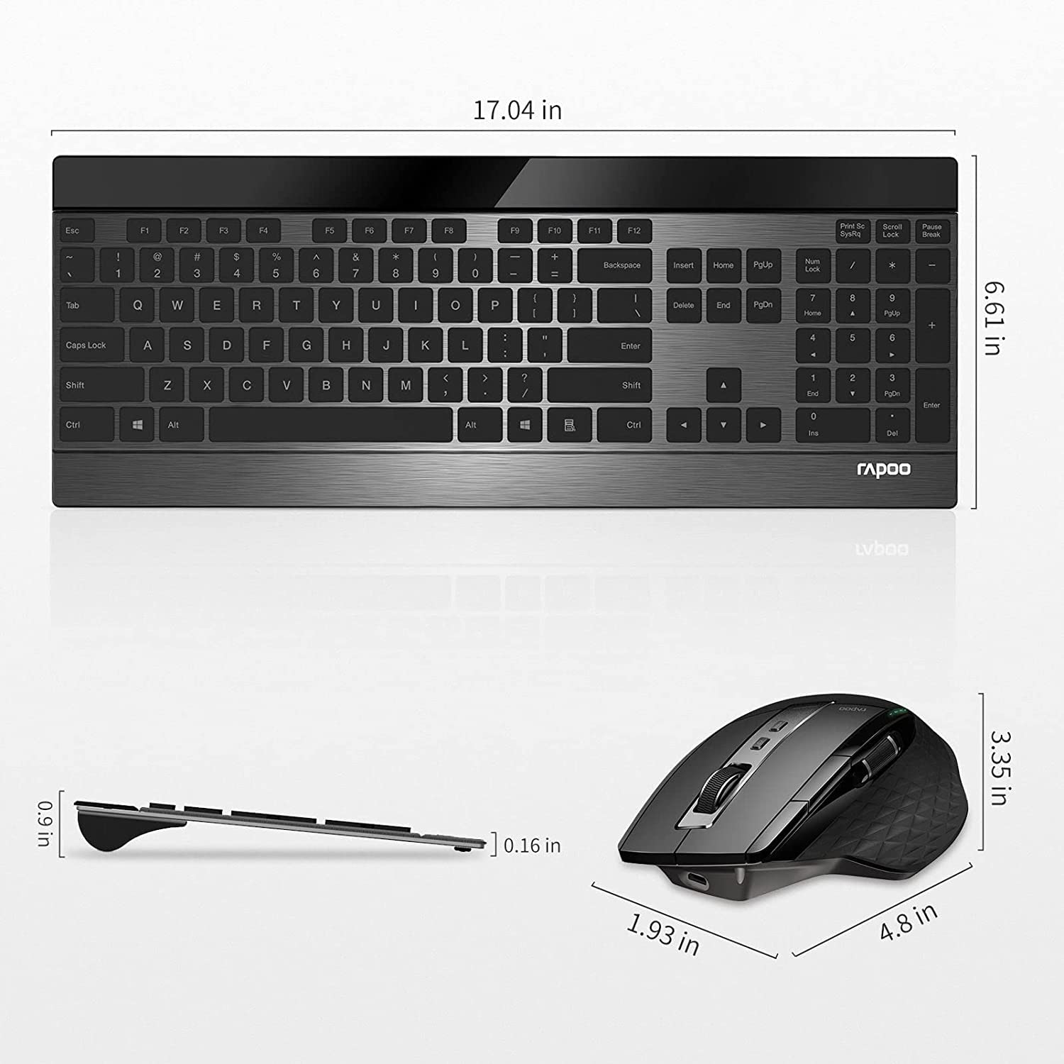 Buy RAPOO 9900M MULTI-MODE WIRELESS KEYBOARD AND MOUSE, BLACK