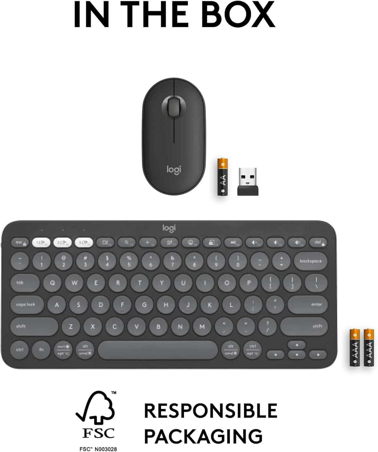Buy Logitech Keyboard Mouse Combo Wireless - Pebble Combo 2 English & Arabic (Black) 920-012251