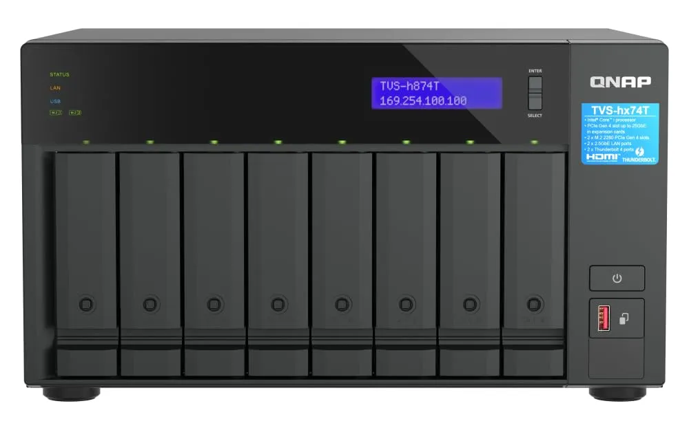 Buy QNAP TVS-H874T-I9-64G 8-Bay Desktop NAS Intel Core i9 64GB RAM Thunderbolt 4 QuTS hero NAS