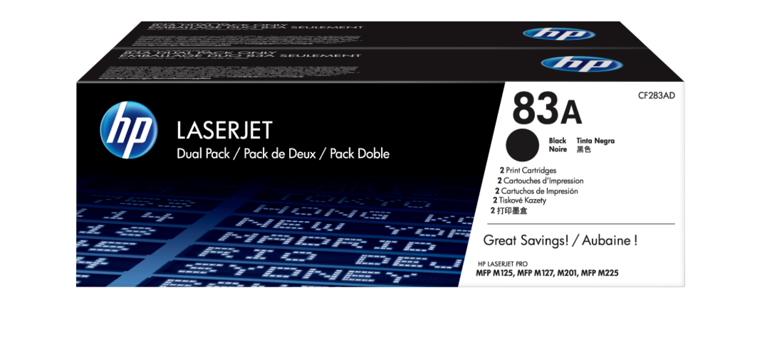 Buy CF283AD HP 83A 2-pack Black Original LaserJet Toner Cartridges