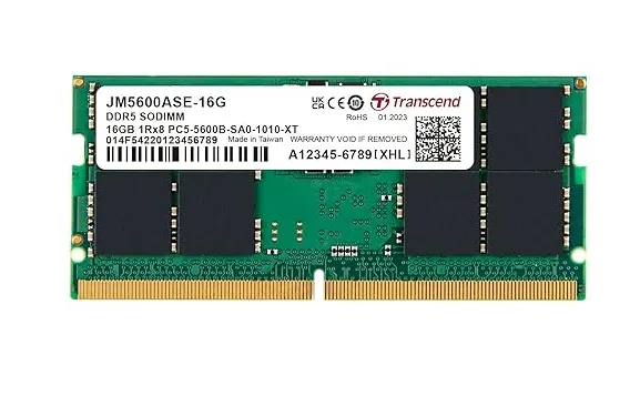 Buy Transcend 16GB JM DDR5 5600 SODIMM 1Rx8 2Gx8 CL46 1.1V - JM5600ASE-16G