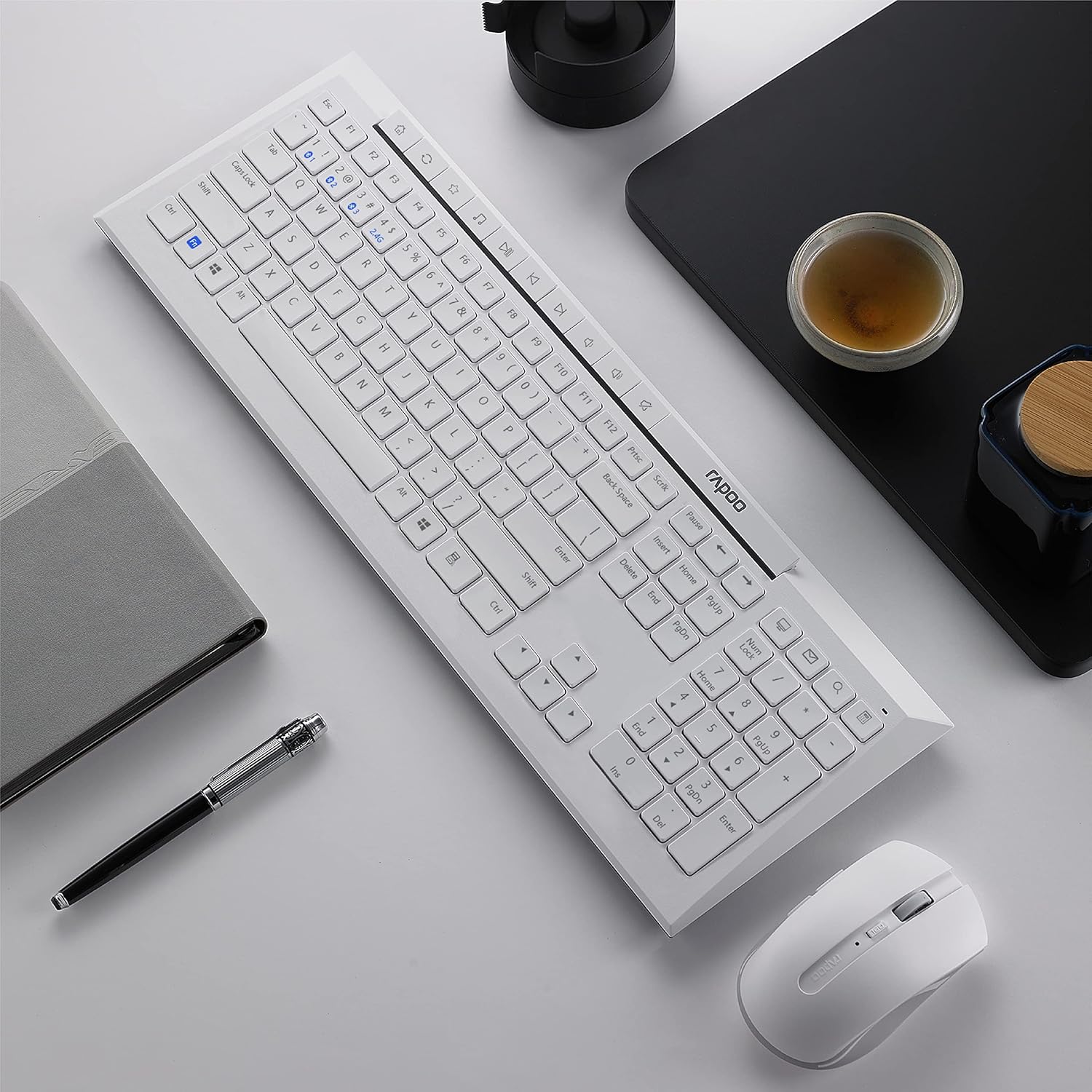 Buy RAPOO 8210M COMBO (KB+MSE) MULTIMODE WIRELESS ENG AR WHITE