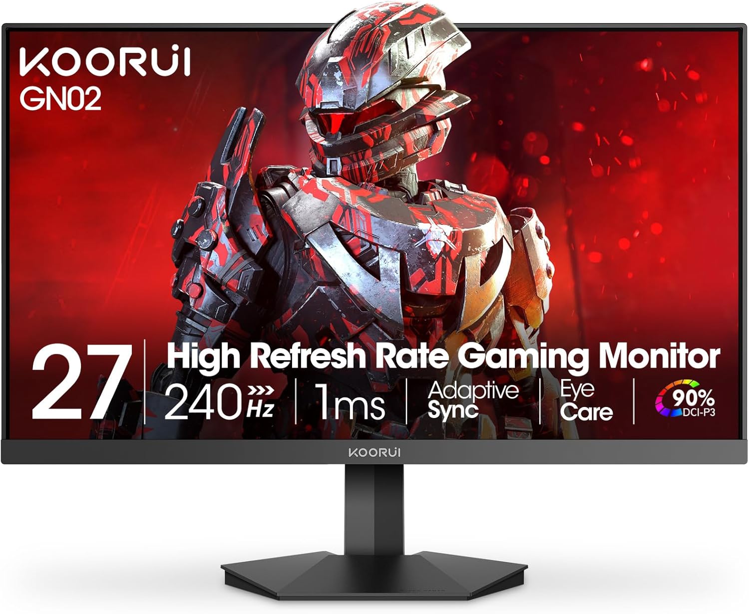 Buy KOORUI 27-Inch Gaming Monitor, HDMI 2.0 x 2,Display port 1.4, Audio Interface GN02