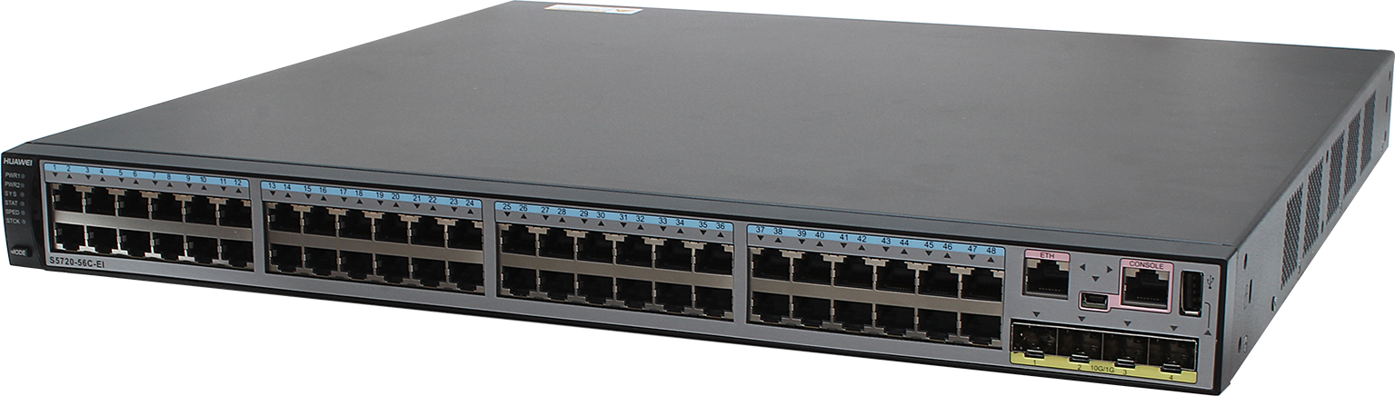 Buy S5720-56C-EI-AC(48 Ethernet 10/100/1000 ports,4 10 Gig SFP+,with 1 interface slot,with 150W AC power supply)