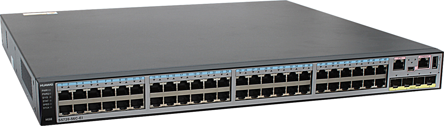 Buy S5720-56C-EI-AC(48 Ethernet 10/100/1000 ports,4 10 Gig SFP+,with 1 interface slot,with 150W AC power supply)