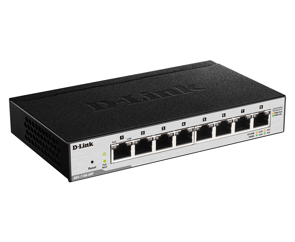 Buy DGS-1100-08PV2  D-Link 8-Port Gigabit PoE+ Smart Managed Switch (64W PoE Budget)