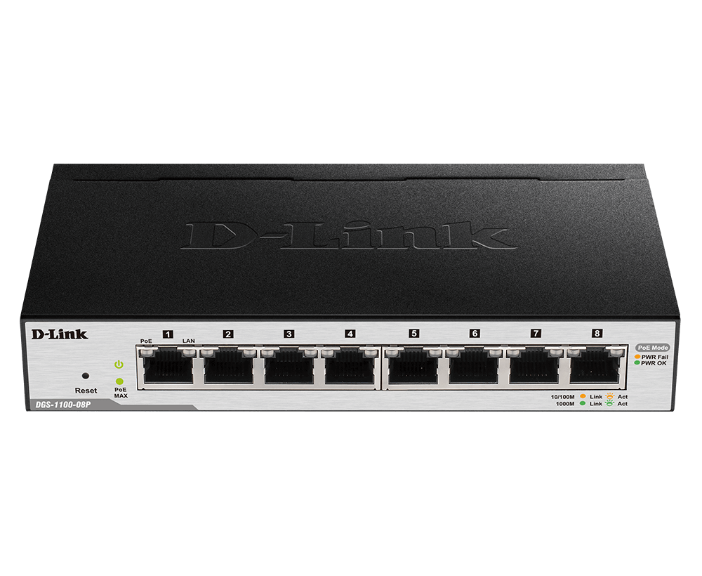 Buy DGS-1100-08PV2  D-Link 8-Port Gigabit PoE+ Smart Managed Switch (64W PoE Budget)