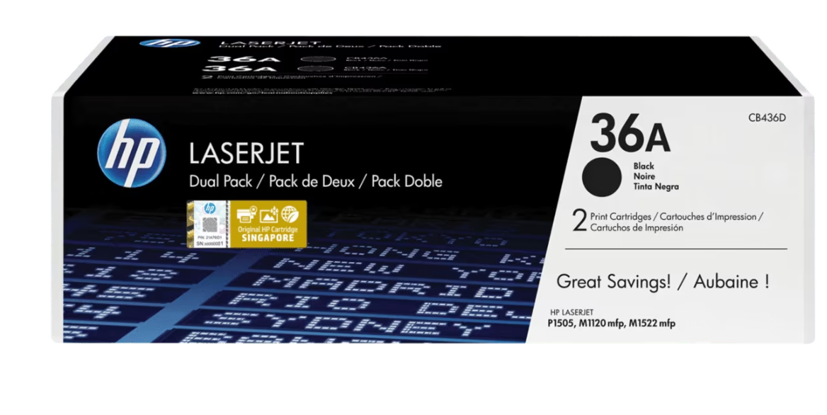 Buy CB436AD HP 36A 2-pack Black Original LaserJet Toner Cartridges