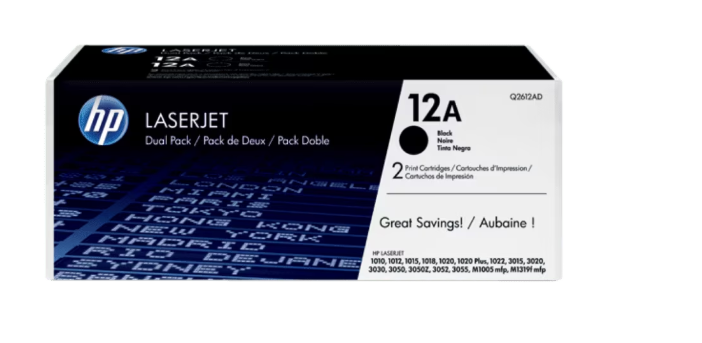 Buy HP 12A 2-pack Black Original LaserJet Toner Cartridges Q2612AD