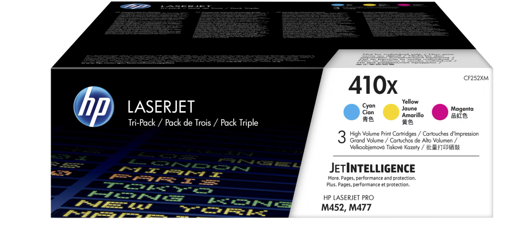Buy CF252XM HP 410X 3-pack High Yield Cyan/Magenta/Yellow Original LaserJet Toner Cartridges