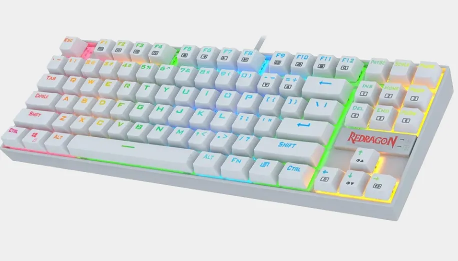REDRAGON K552RGB-2-WHITE-AR Mechanical Gaming Keyboard White English Arabic TKL RGB