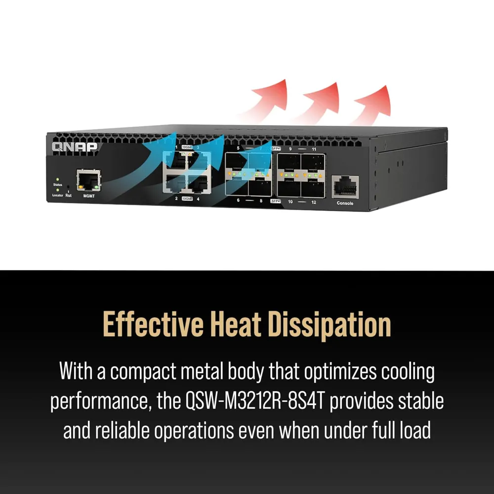 Buy QNAP 12-Port 10G RJ45 / SFP Managed Network Switch QSW-M3212R-8S4T