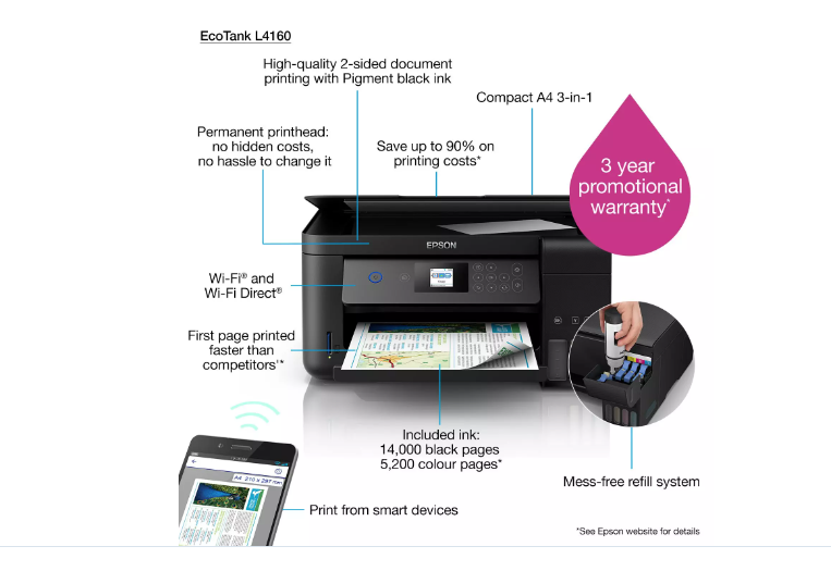 Buy C11CG23402DA EPSON PRINTER EcoTank ITS L4160