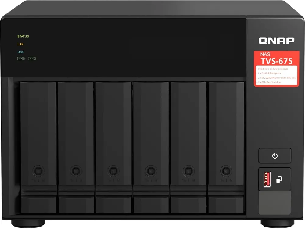 Buy QNAP TVS-675-8G AMD Ryzen 6-Bay NAS 8GB RAM Network Attached Storage