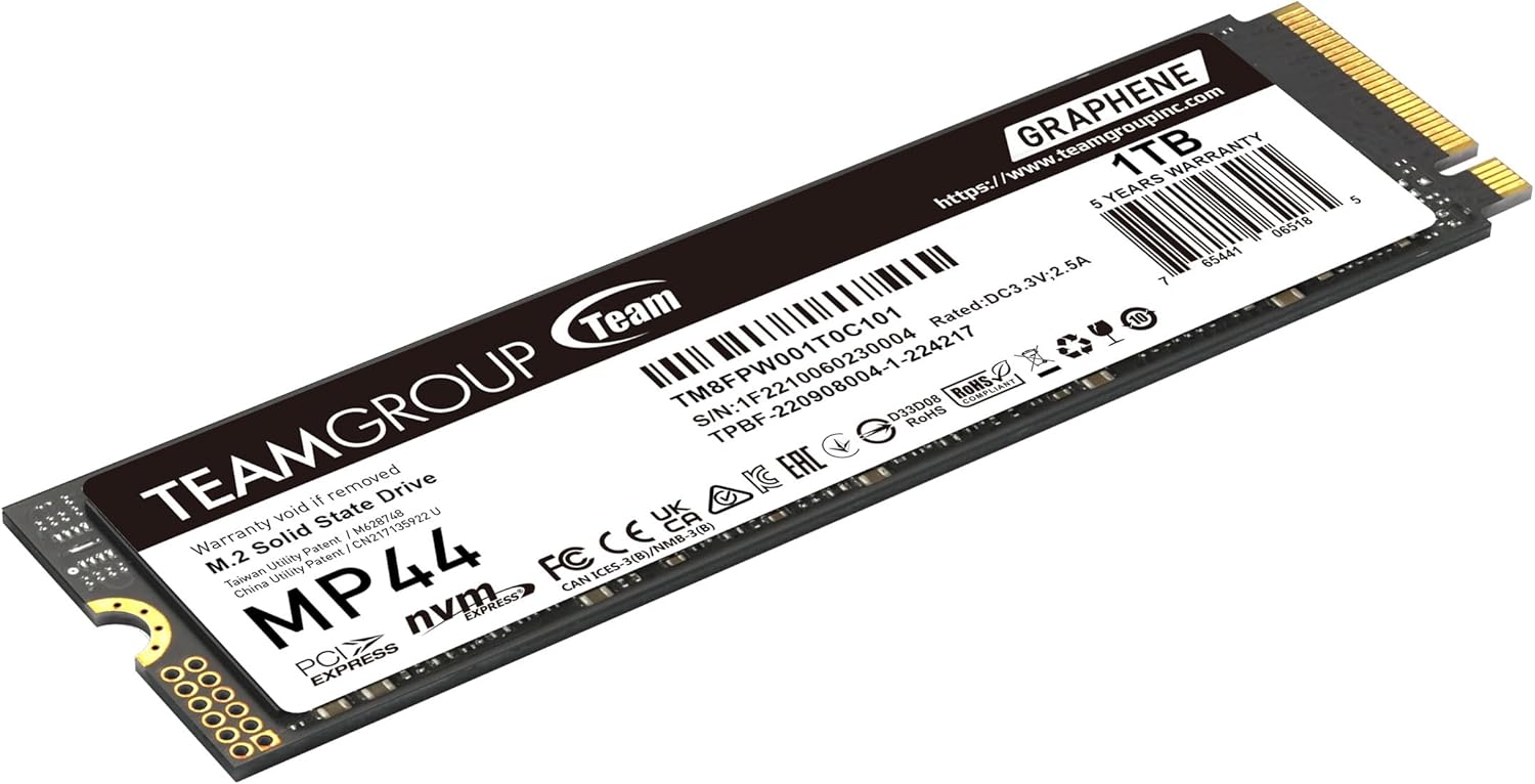 Buy TEAMGROUP MP44 1TB SLC Cache Gen 4x4 M.2 2280 PCIe 4.0 with NVMe Laptop Desktop TM8FPW001T0C101