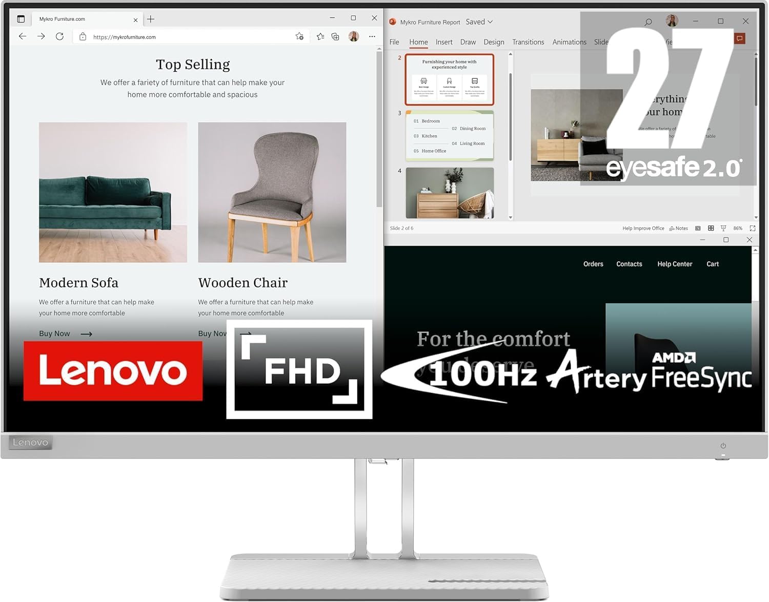 Buy LENOVO MONITOR L27E-40/27FHD VGA+HDMI+AUDIO OUT/GR
