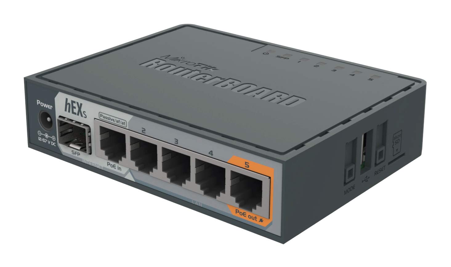 Buy Mikrotik Hex S Router 5Xgbit LAN, 1Xpoe, 1Xsfp, 880Mhz CPU, USB - Dual Band RB760IGS