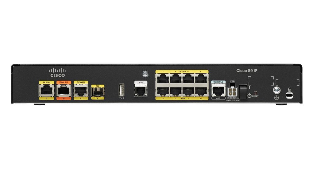 Buy C891F-K9 CISCO small business branch router, 1 SFP, 4 POE, security, wireless controller, AVC, WAN optimization