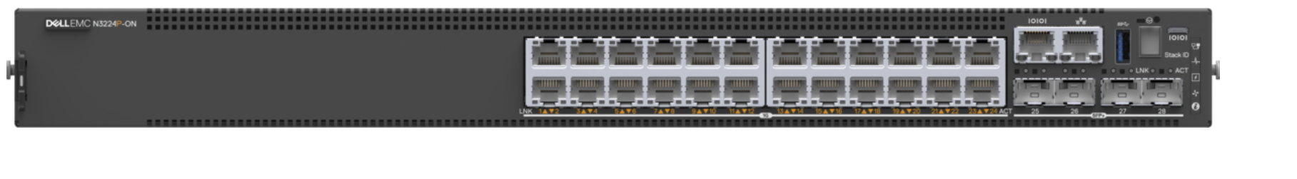 Buy N3224P-ON, 24x1G RJ-45, 4x10G SFP+, 2x100G QSFP28, PoE 30W, 1xAC PSU, IO/PS, OS6