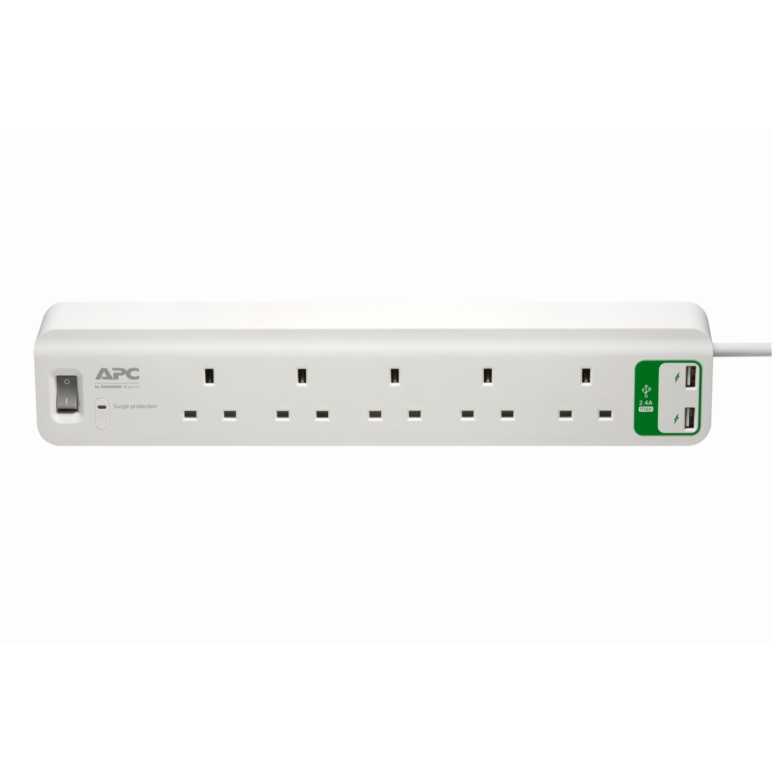 Buy PM5U-UK  APC Essential SurgeArrest 5 outlets with 5V, 2.4A 2 port USB Charger 230V UK