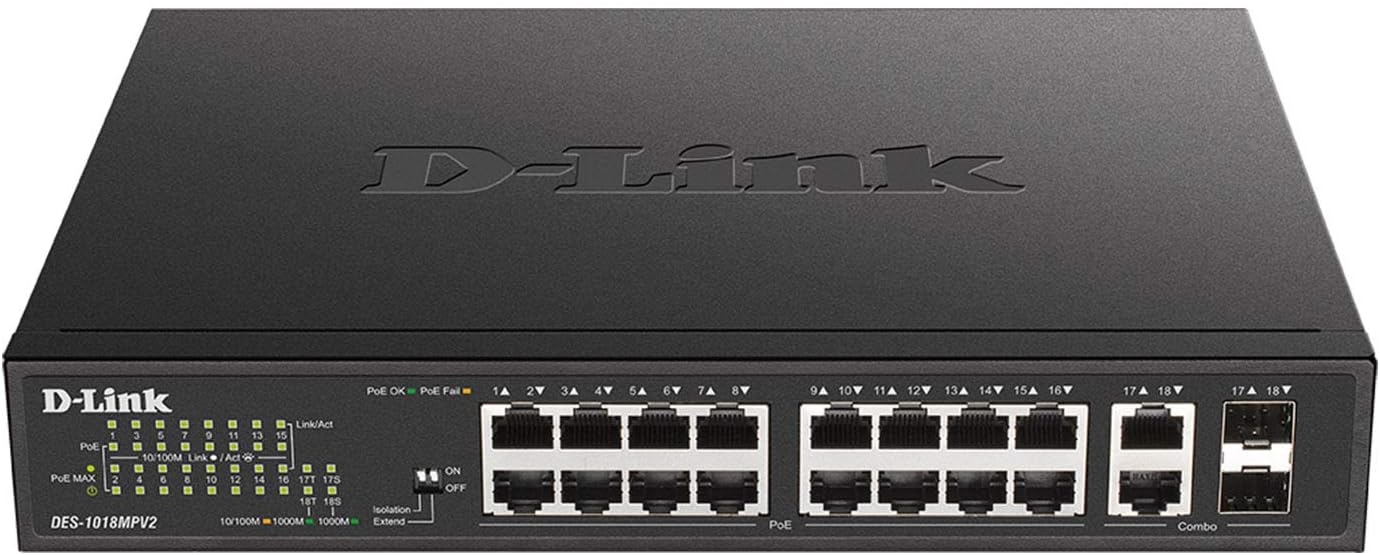 Buy DES-1018MPV2 D-Link 18-Port Fast Ethernet PoE Unmanaged Desktop Switch