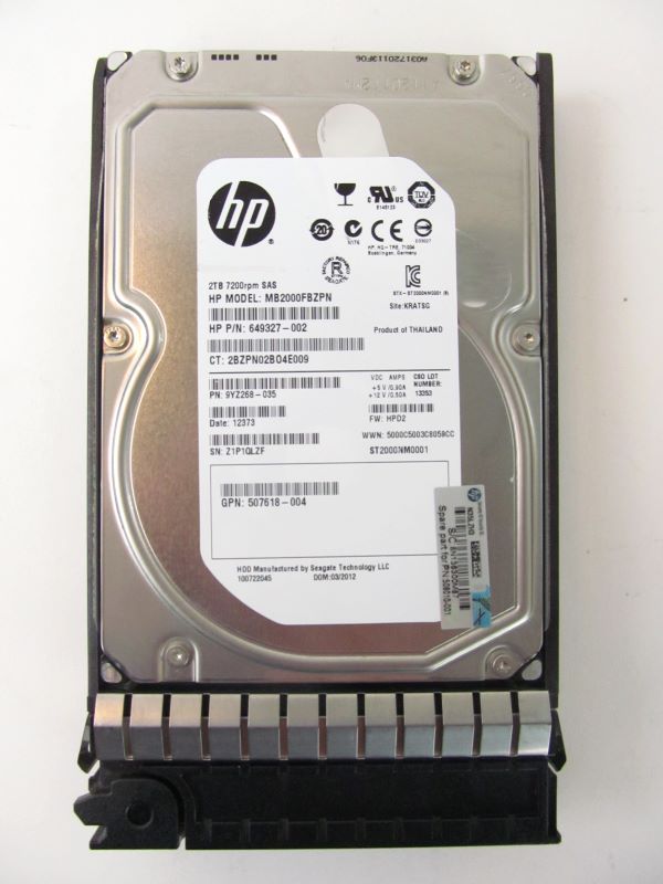 Buy 508010-001 507616-B21 HP 2TB 6G SAS 7.2K rpm LFF (3.5-inch) Dual Port Midline Hard Drive