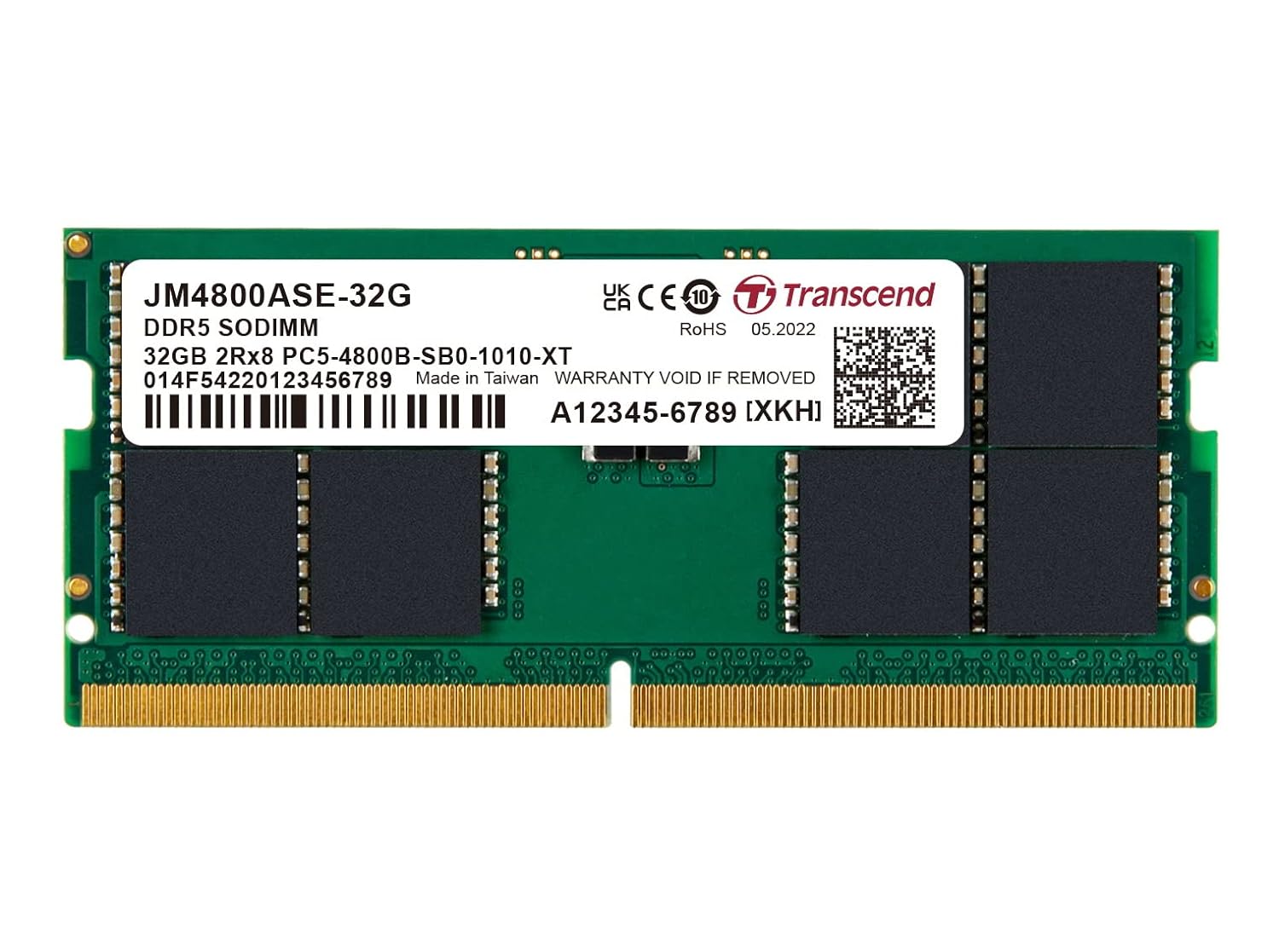 Buy JM4800ASE-32G TRANSCEND 32GB JM DDR5 4800 265.00 2,650.00 SO-DIMM 2Rx8 2Gx8 CL40 1.1V / JM4800ASE-32G