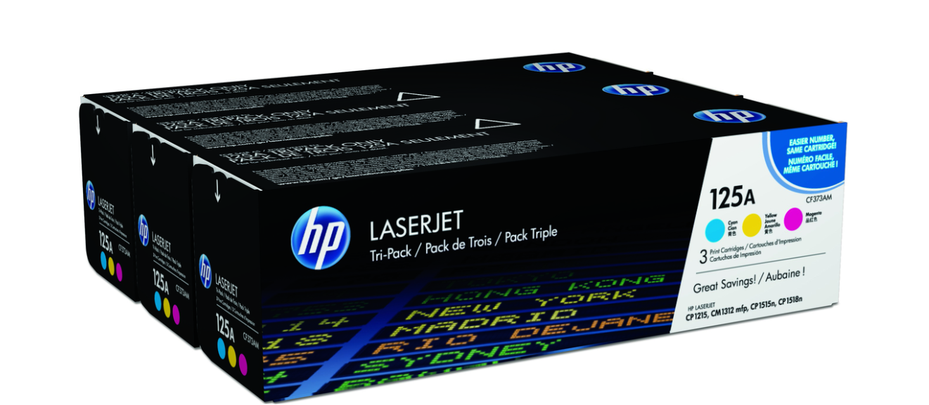Buy CF373AM  HP 125A 3-pack Cyan/Magenta/Yellow Original LaserJet Toner Cartridges