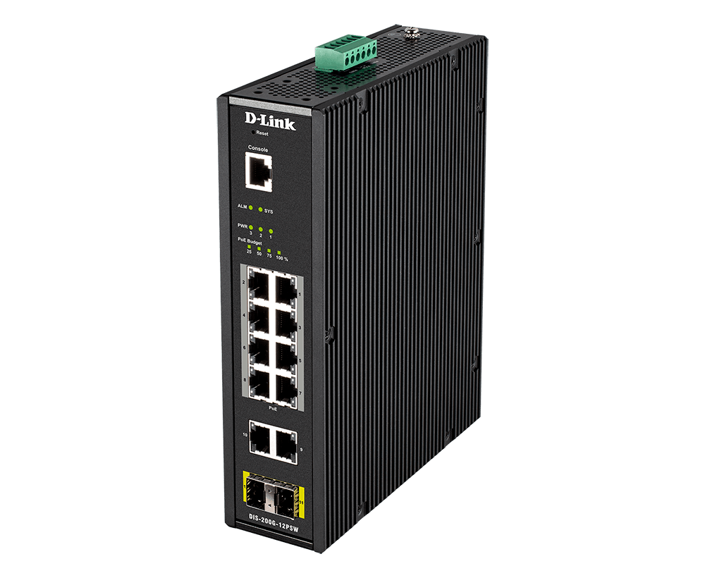 Buy DIS-200G-12PSW D-Link 12-Port Gigabit Smart Managed Industrial PoE Switch-Wide Temp-240W PoE Budget