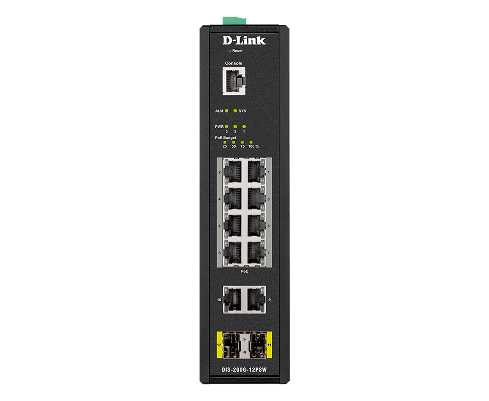 Buy DIS-200G-12PSW D-Link 12-Port Gigabit Smart Managed Industrial PoE Switch-Wide Temp-240W PoE Budget