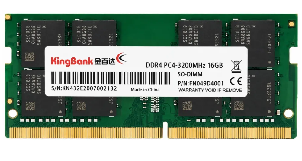 Kingbank 16GB KDSN Series DDR4 3200MHz SODIMM K5.01.FN049D4001