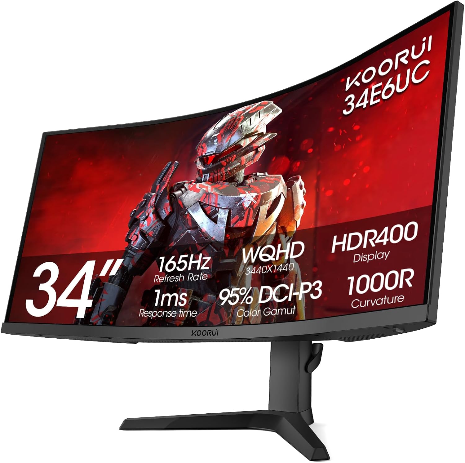 Buy KOORUI 21:9 WQHD 3440 * 1440 4K HDR 400 34 Inch 1800R Curved Gaming Monitor 34E6UC
